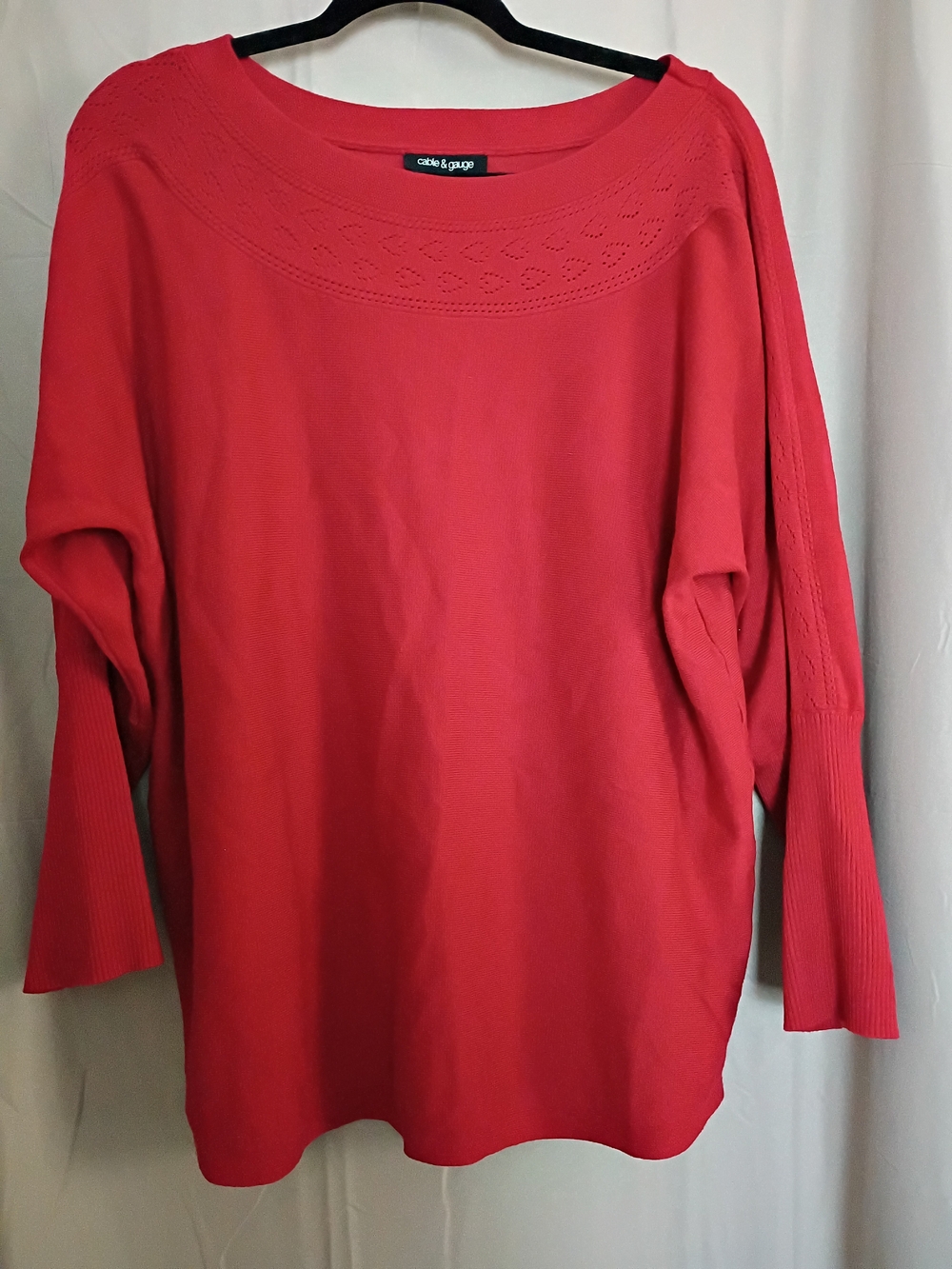 Cable & Gauge Coral Red Boatneck Knit Sweatshirt